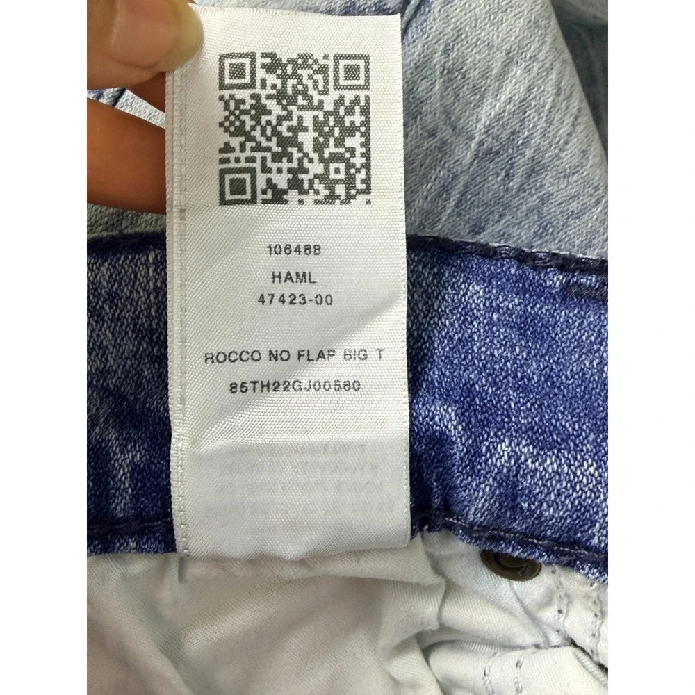 True Religion Rocco Relaxed Skinny Jeans Mend 33 Blue Acid Wash Denim